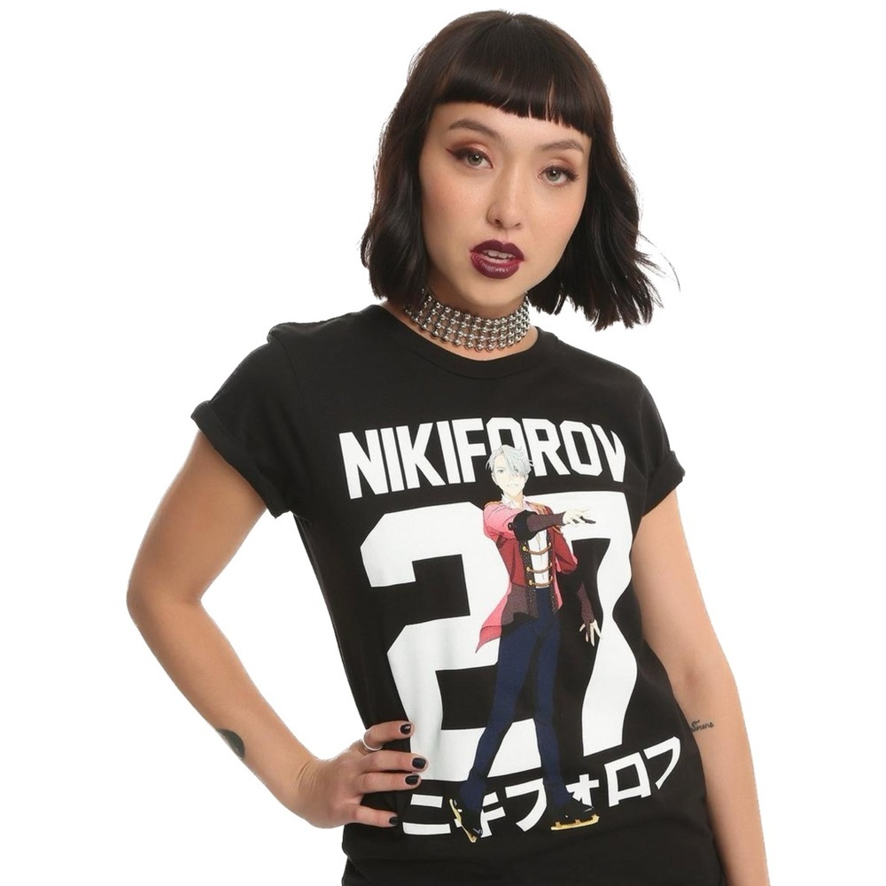 Yuri On Ice Nikiforov 27 Japanese Anime long fitted t-shirt Size Small